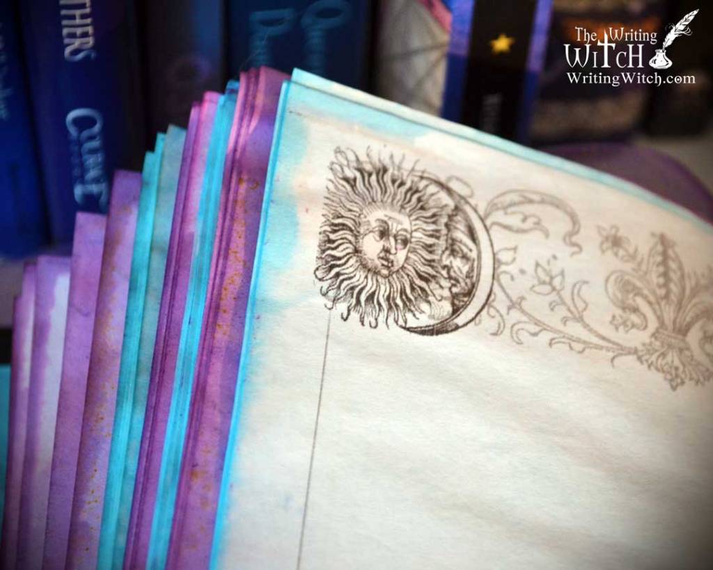 grimoire journal page detail alchemical sun and moon