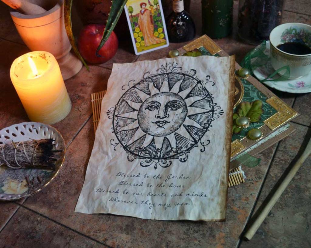 Witchy home blessing spell incantation grimoire page