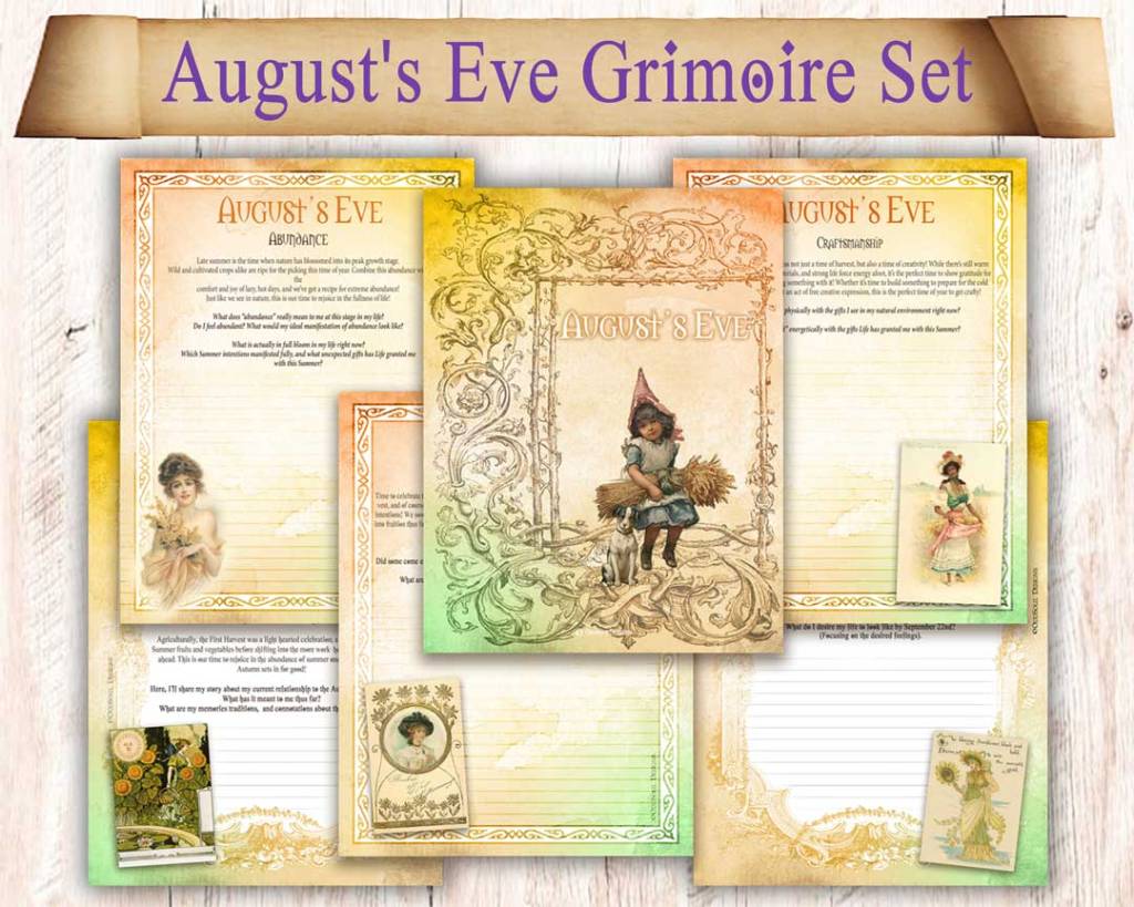 August's Eve Lammas Lughnasadh Printable Journal Prompt Pages 8.5"x11" in Color