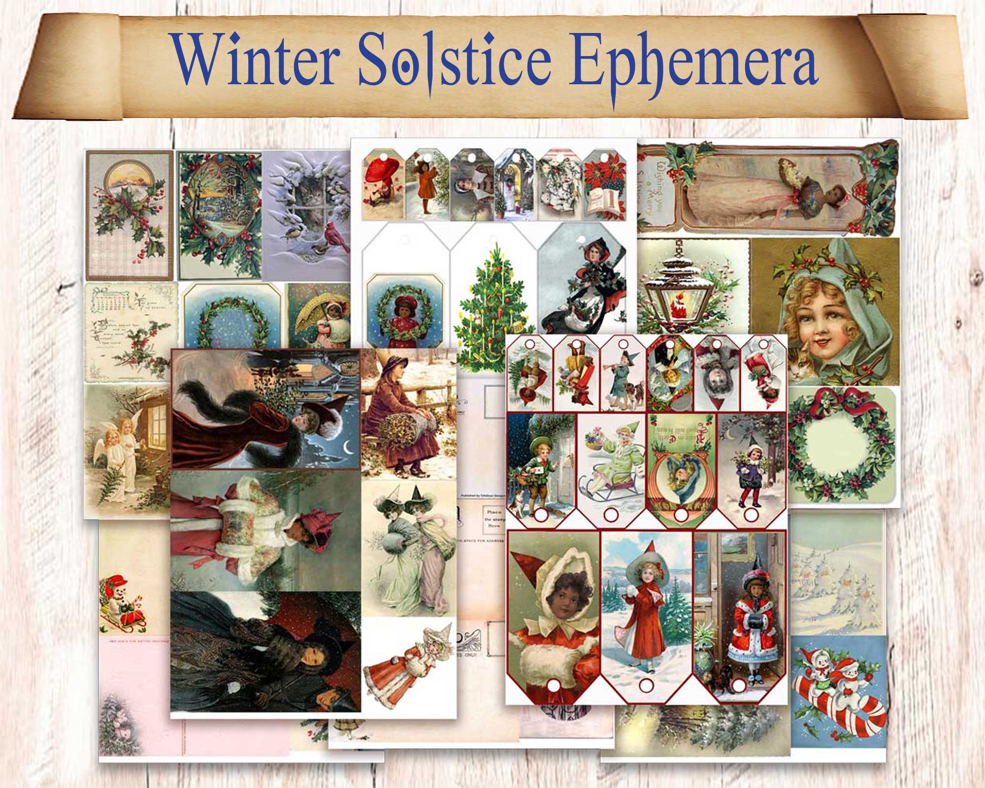 Winter Solstice Yule Junk Journaling Ephemera