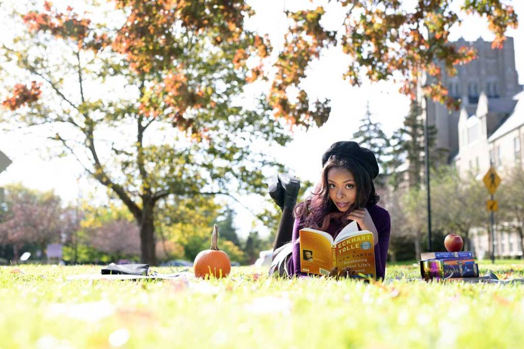 Afura reading in autumn